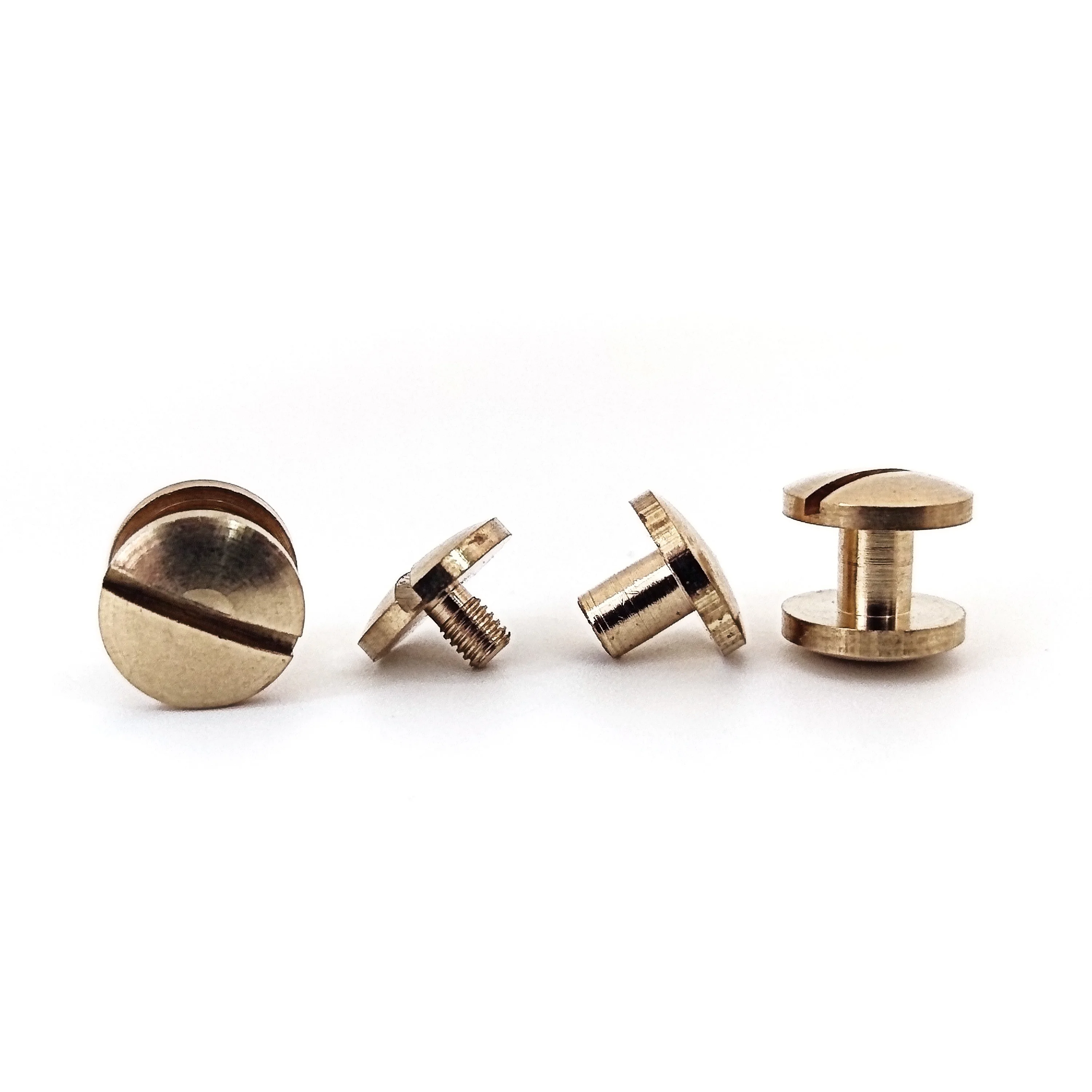 Brass Chicago Book Leather Screw Domed Head Female Screw With Slotted Domed Head Male Screw