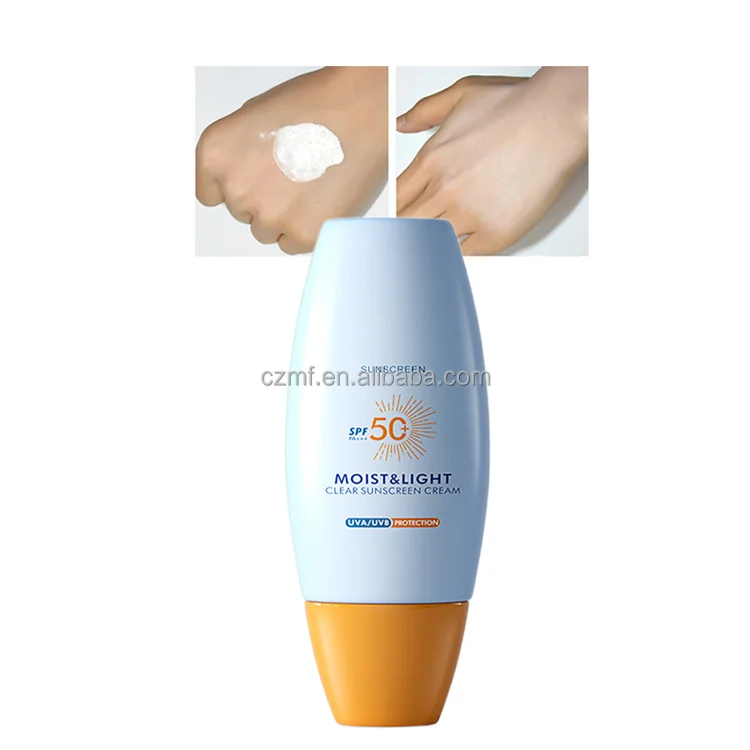 Private Label Face Skin Care Water Based Sunscreen SPF 50+ Lightweight Whitening UV Protection Physical Sunscreen Lotion Cream