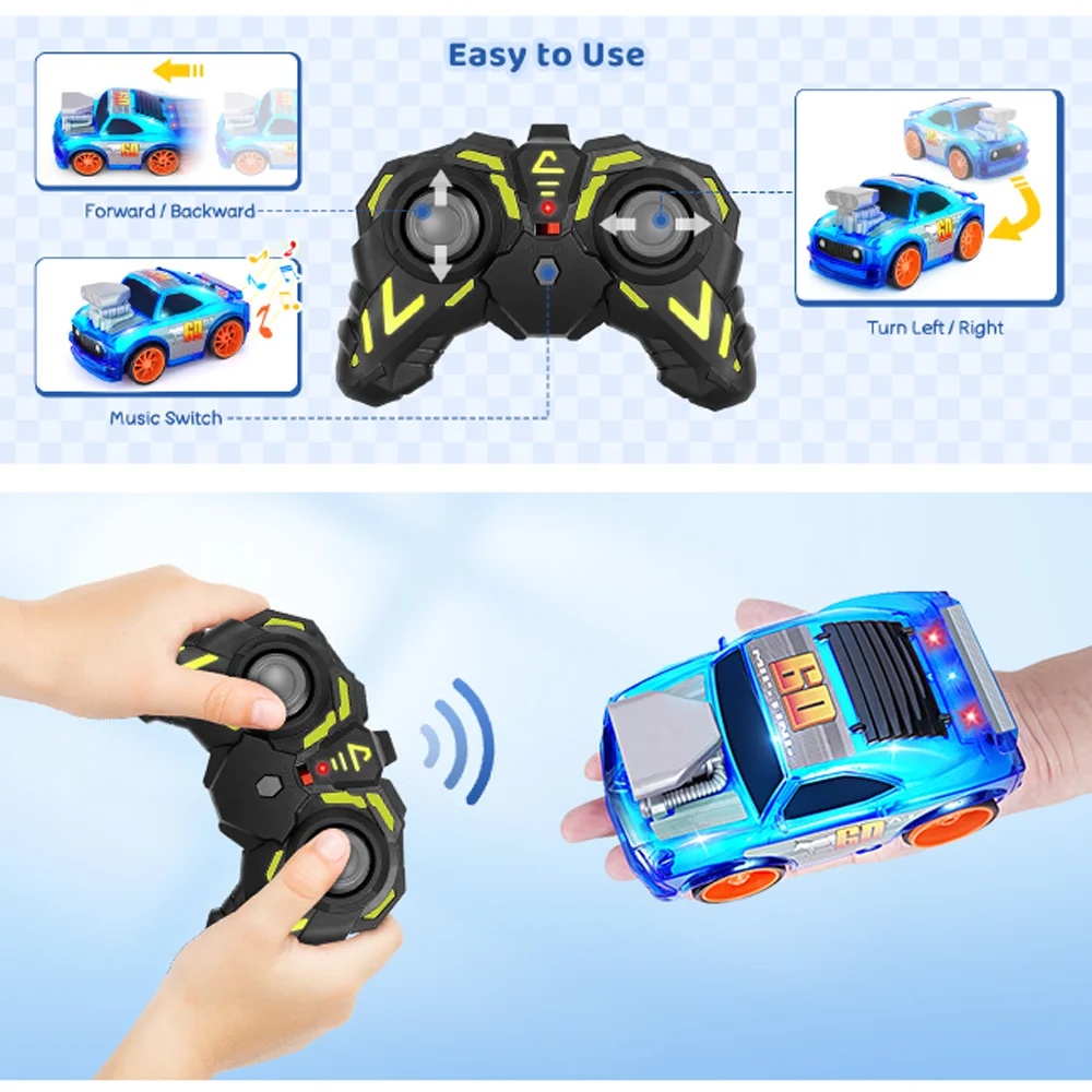 2.4GHz MINI RC Toy Radio Control Vehicle with LED Lights & Music Sound Toddlers Kids Flashing Lights Remote Control Race Car