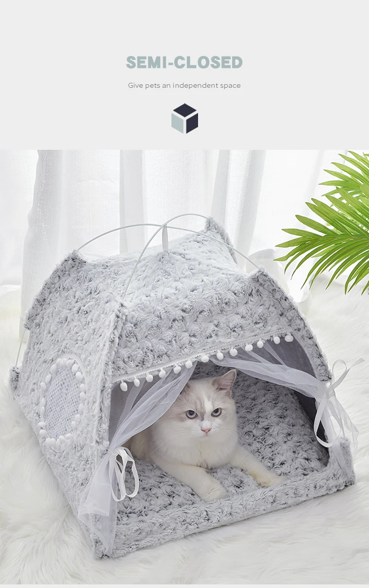 Indoor Foldable Sofa Luxury Elevated Cave Tent Pet Dogs Cat House Bed Customized Logo Solid Pet Cages, Carriers & Houses PASTE