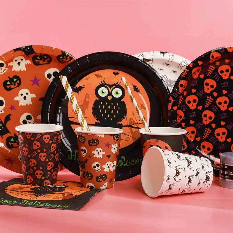 Biodegradable Round Plate Set Tableware Compostable Paper Plates Bio Party Disposable Dinnerware