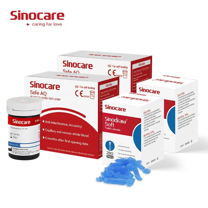 Sinocare безопасная прибор для контроля уровня сахара в крови полоски Быстрая проверка тест-полоски измерения глюкозы оптовая продажа