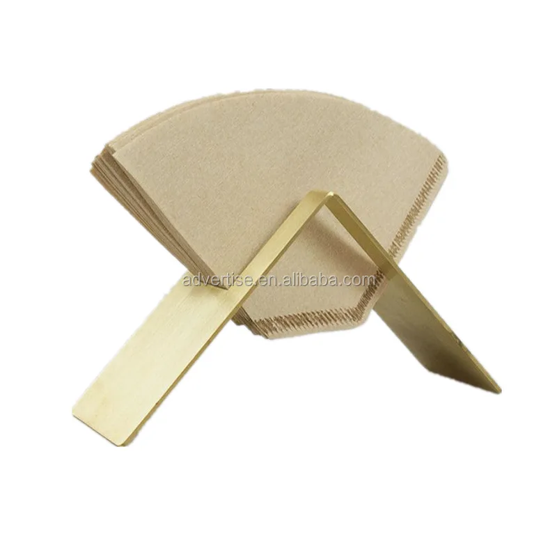 Pure copper brasshand-made coffee filter paper holder fan-shaped V60 filter paper storage holder  coffee dripper stand