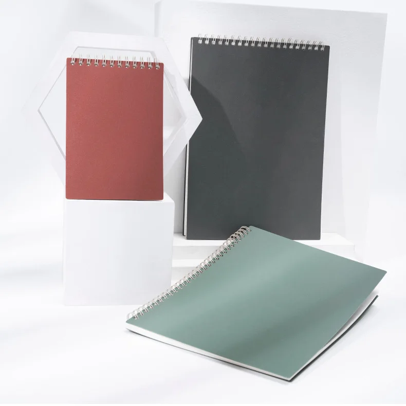 Customize A5 A6 B5 Retro frosted PP plastic soft cover metal double coil wire spiral exercise book dairy School writing notebook