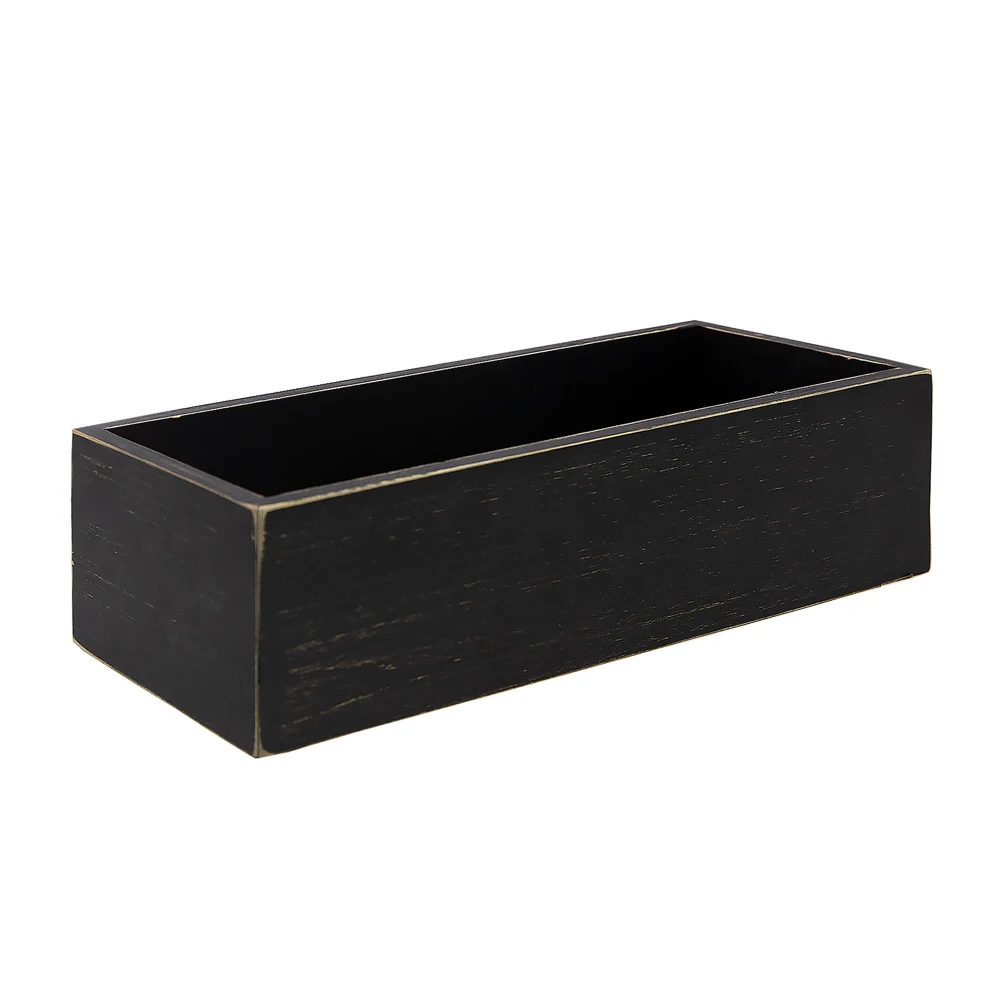 Professional Production Black Seat Bathroom Decor Box Farmhouse Wood Box Crate Storage