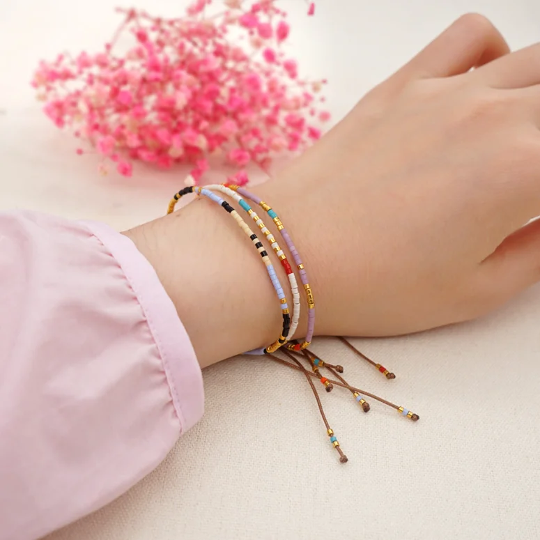 Hot Sale Bohemian Beach Vacation Miyuki Seed Bead Bracelet for Women Handmade Knitted Colorful Beaded Couple Friendship Bracelet