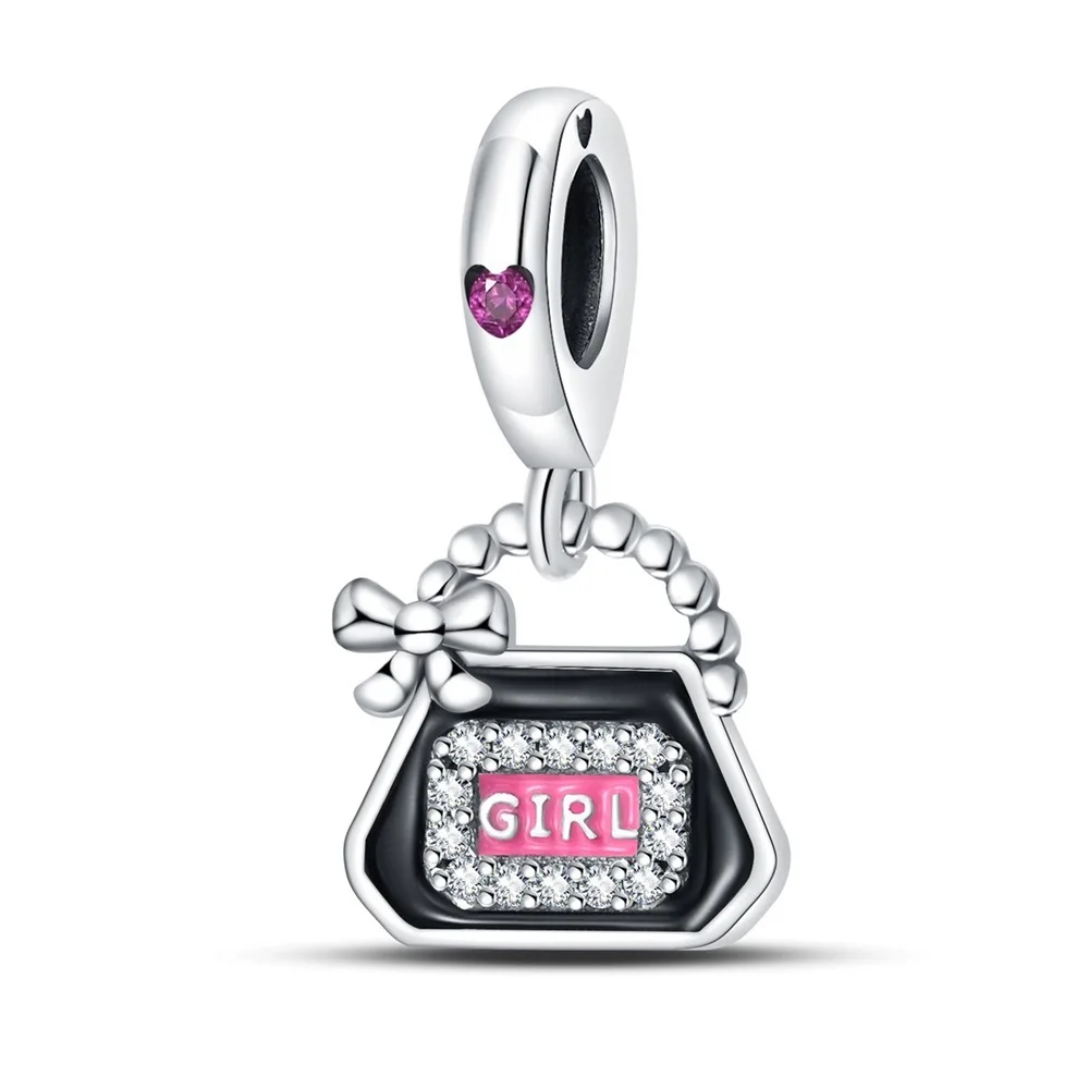 High jewelry s925 sterling silver  feather pendant beaded suitcase bracelet pendant DIY jewelry making