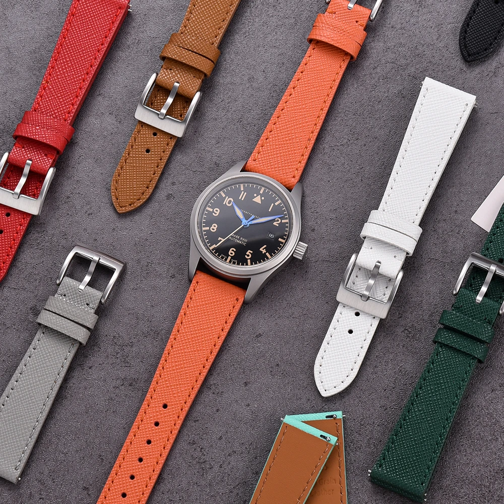 JUELONG новый конический ремешок для часов из натуральной кожи Saffiano кожаный с быстроразъемным ремешком на запястье 18 19 20 21 22 23 24 мм