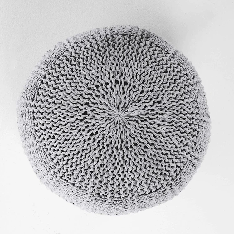Free shipping within the U.S. modern style bean bag round pouffe knit handmade ottoman pouf for home