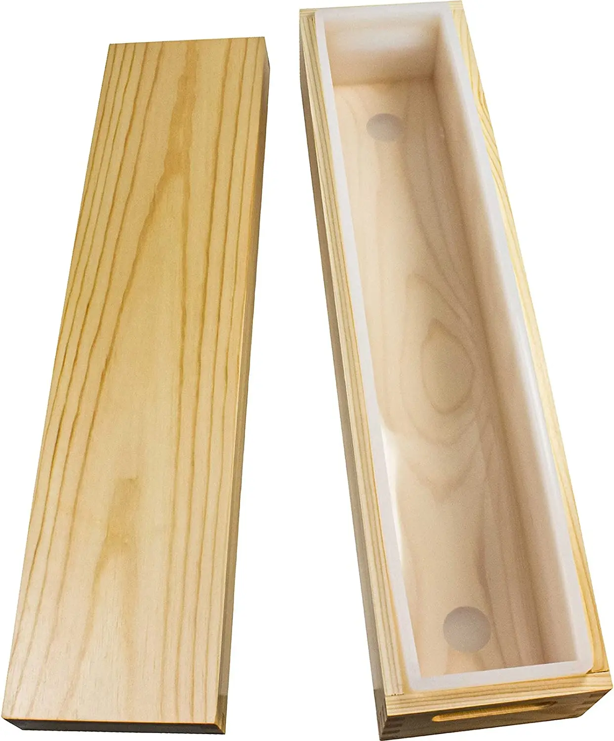 Silicone Soap Mold Flexible Rectangular Loaf Mold with Wood Box and Wooden Cover Handmade Soap Making Tool 2500ml