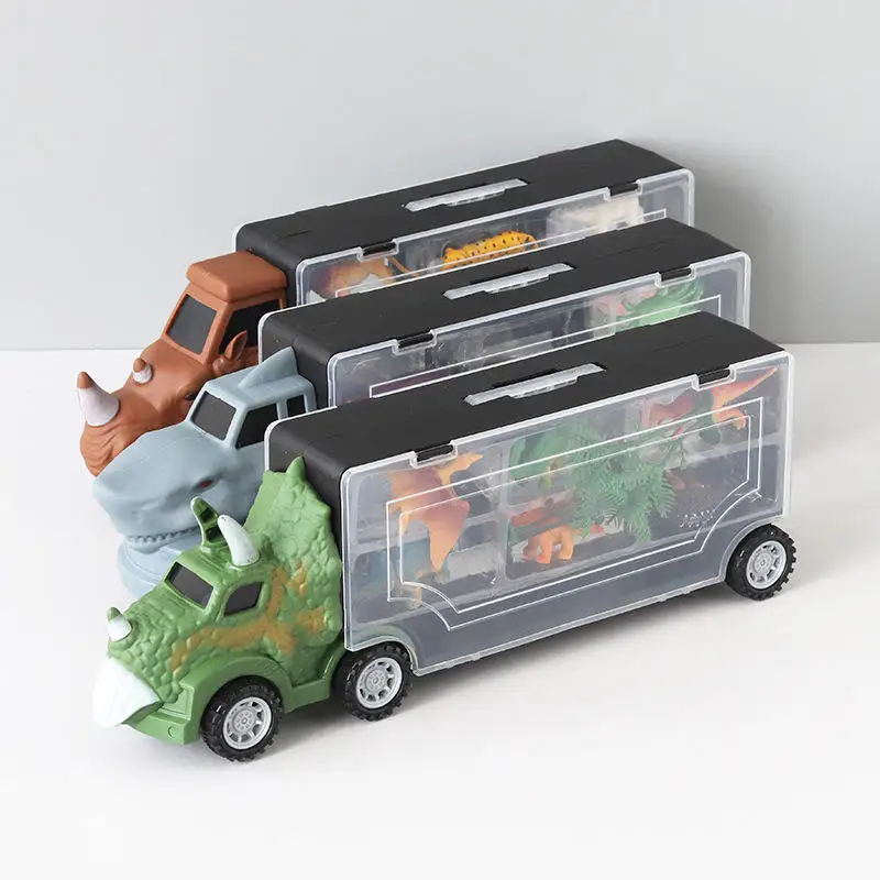 2024 Wholesale Cheap Plastic Animals Military Vehicle Toys Pretend Play Dinosaur Carrier Truck Vehicle With Dinosaur Figures