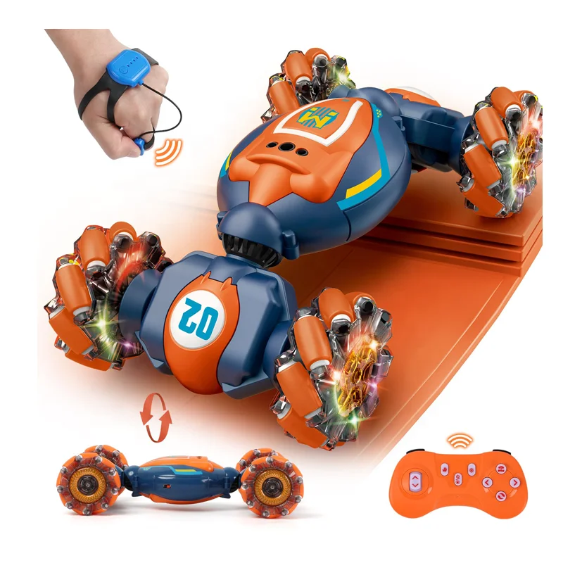 Trend Product 2024 Remote Control Gesture Sensor Twist Car 4WD Hand Controlled Extreme Rc Stunt Car With Light & Music