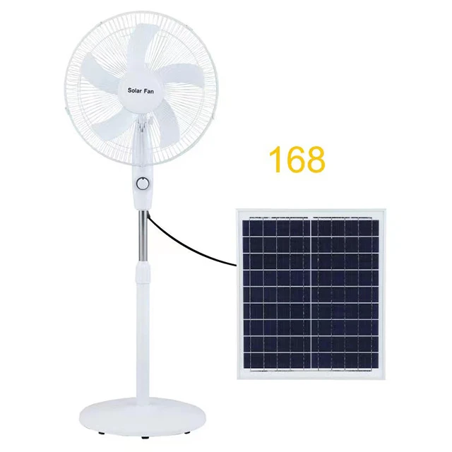 AC/DC Operation Metal Grill 12 Inches 3 Blades Home Fans Rechargeable Electric Fan with solar panel