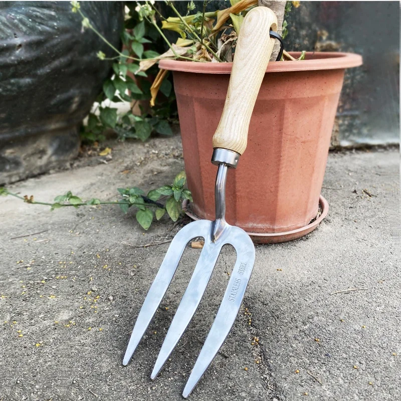 Chinese Supplier Stainless Steel Head Planting 3 Prong Garden Hand Fork
