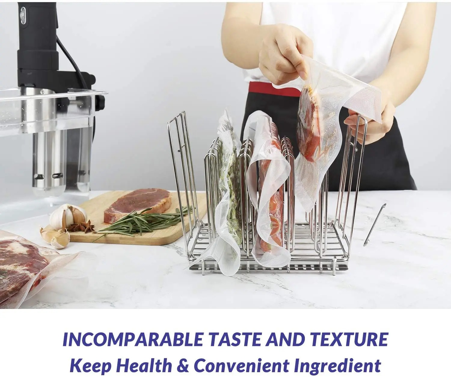 Sous Vide Rack-Adjustable, Collapsible,Ensures even and Quick warming with Sous Vide Cooking