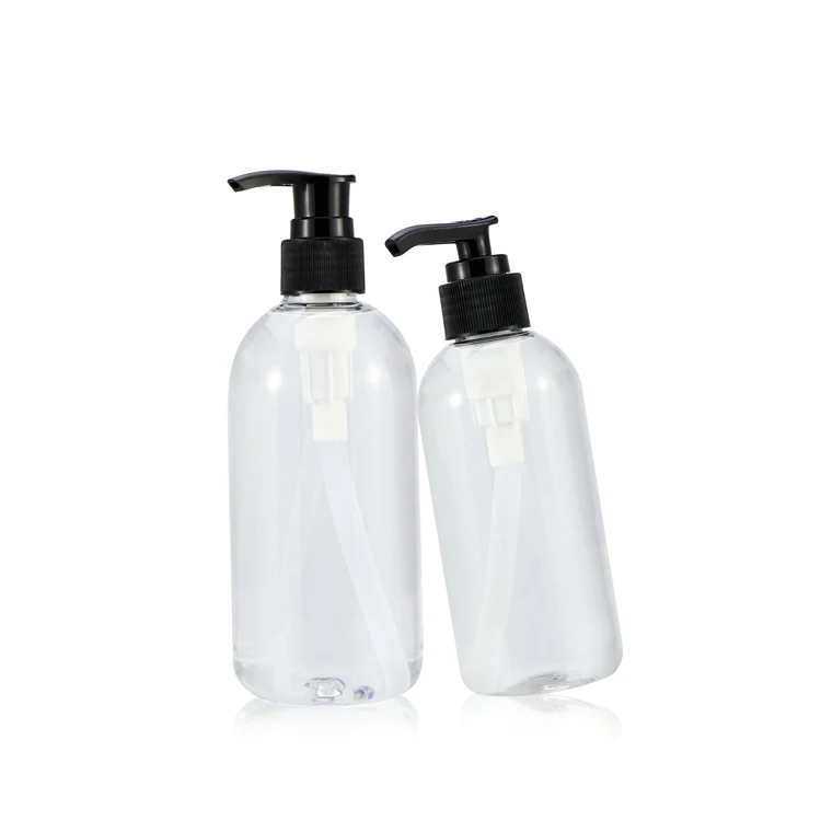 Wholesale 30 50 80 100 200 250 300 500 ml transparent lotion soap gel packaging flat round plastic pump shampoo bottle