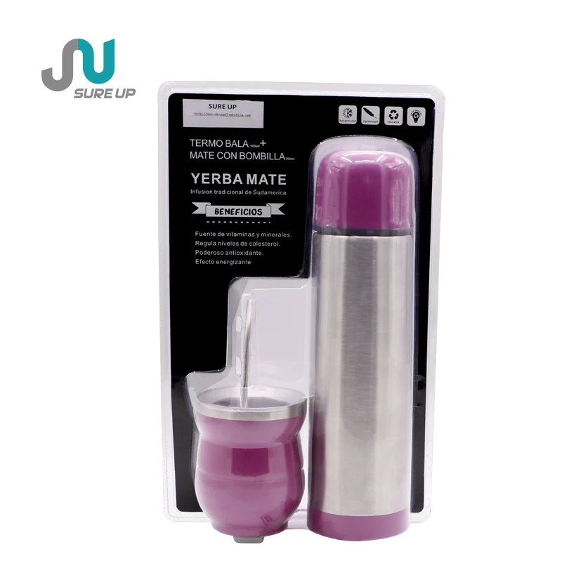 Sure Up stainless steel vacuum flask yerba mate thermal mug sets water bottle and mug