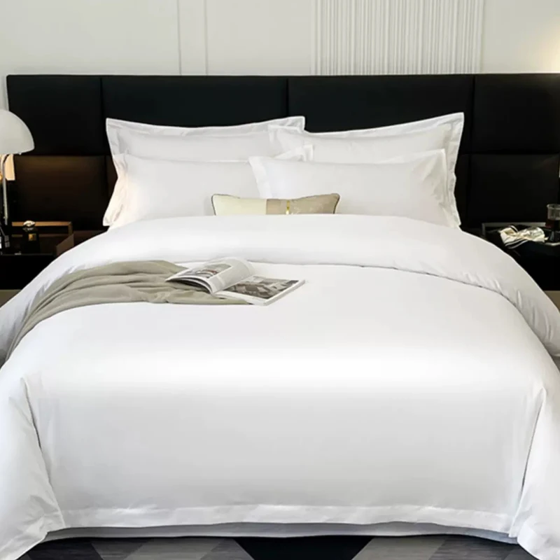 Premium 100% Cotton Royal Hotel White Bedding Set Luxury Bed Sheet with Pillow Cover