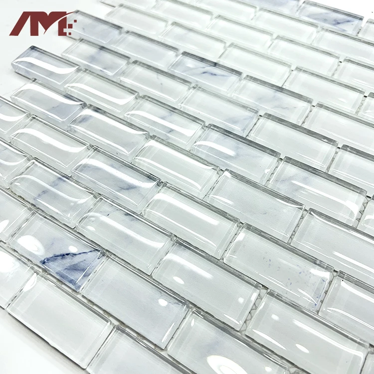 hotel bathroom toilet wall white waterproof mosaic glass crystal tiles