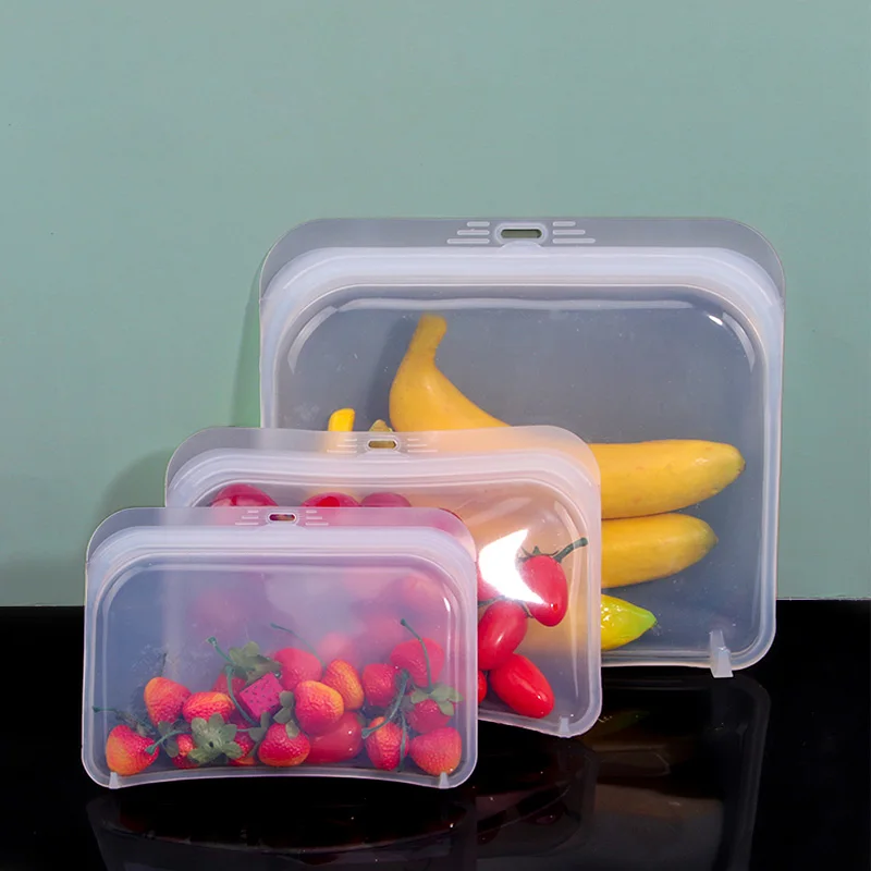 Leak proof silicone food pouch kid snack freezer ziplock bags reusable silicone food storage bag