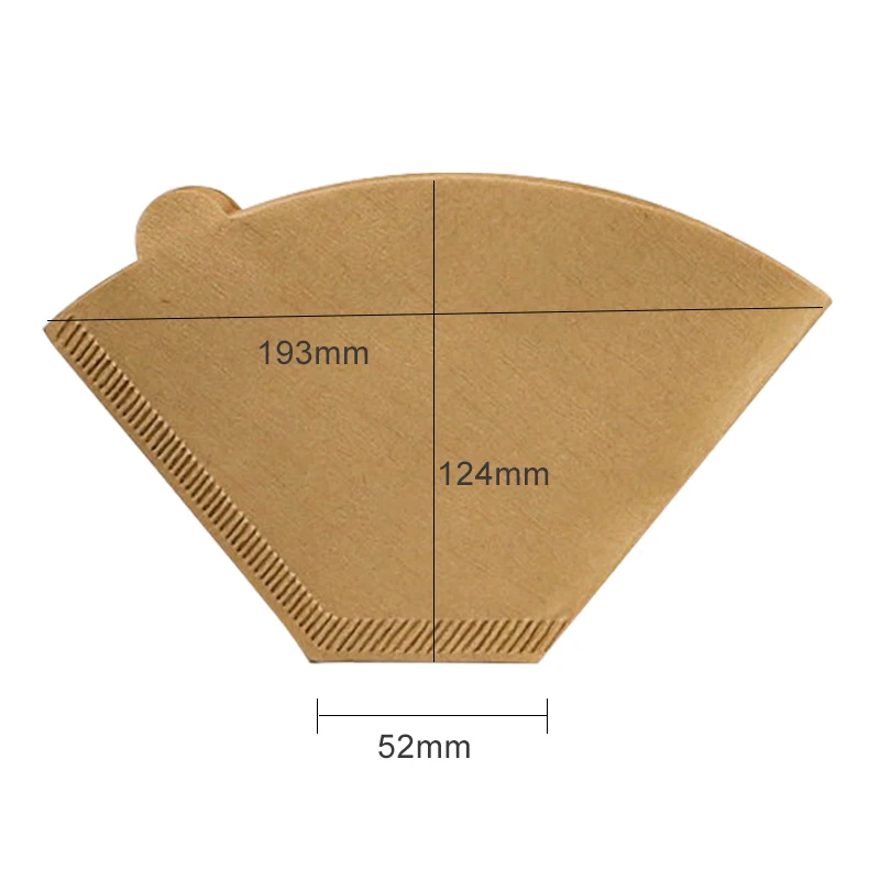 Factory Wholesale Natural Eco-friendly Raw Wooden Pulp V60 Cone Coffee Filter Paper Fan Shape Coffee Filter Paper