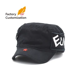 Amazon hot sale washed military cap customized washed worn military cap soft film piercing army cap