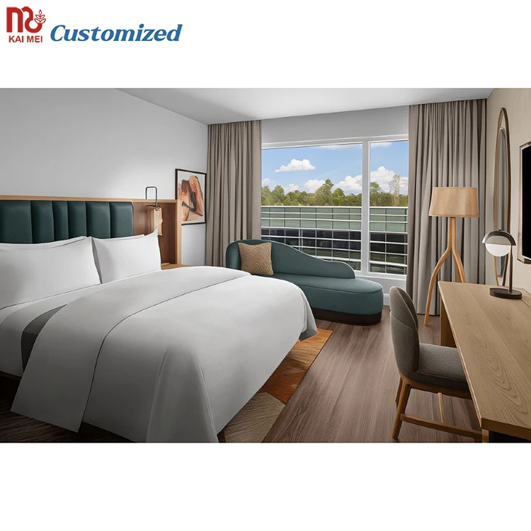 Modern Wood Hotel Bedroom Set Single Room With Extra Rollaway 4 Star Suites Furniture for Hilton Esplendor Wyndham Other Hotels