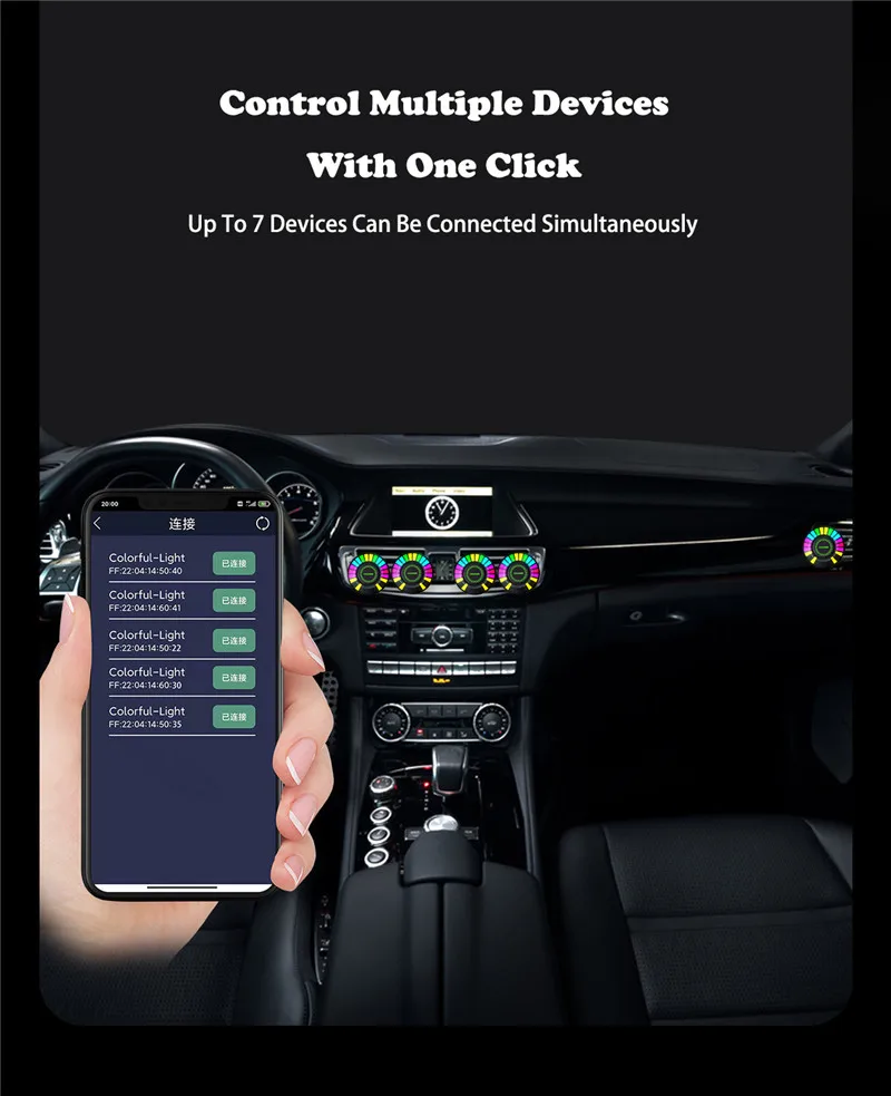 Car Aromatherapy Rhythm Light Atmosphere Light RGB Colorful Aromatherapy Music Rhythm Pickup Strip Lights APP Atmosphere Lamp