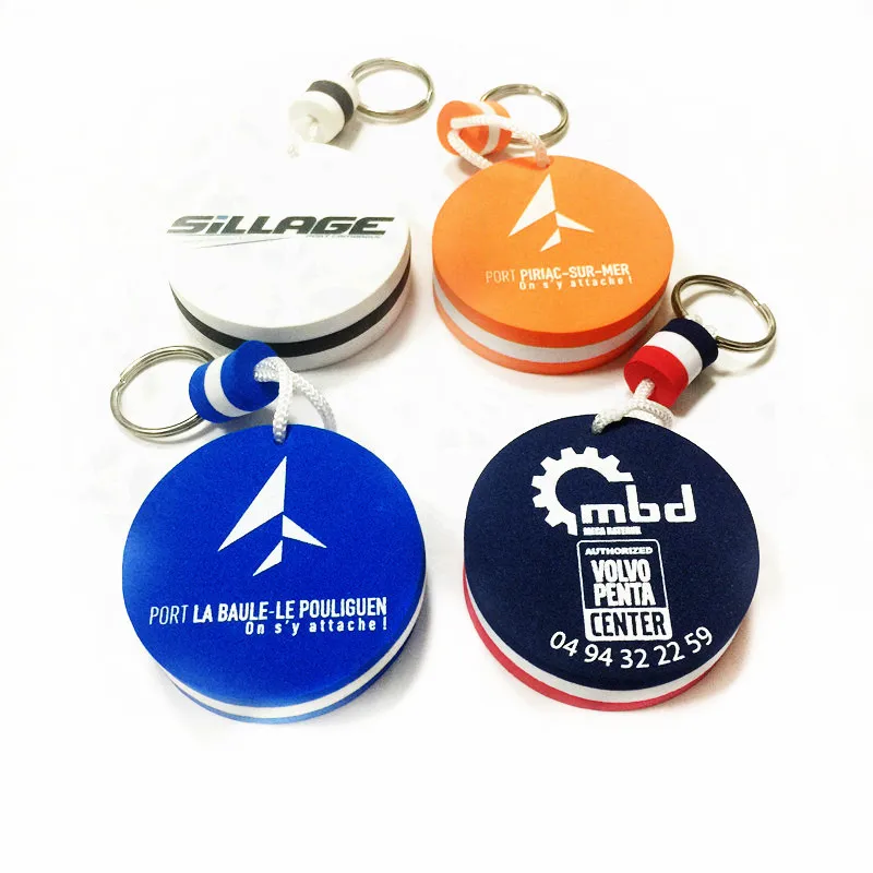 factory custom made round shape cheap eva floating keyring eva foam floatable keychain