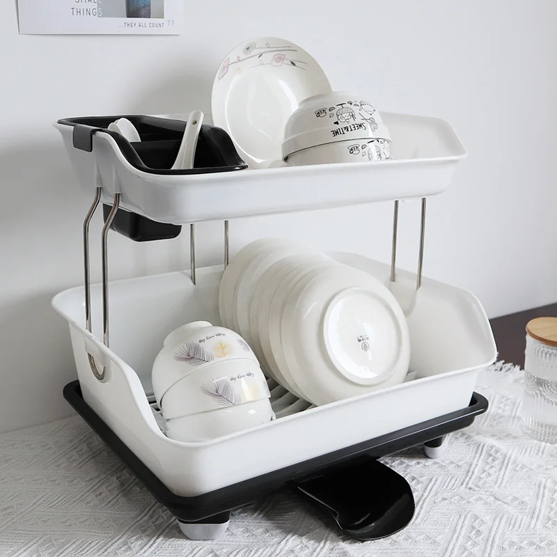 Household Kitchen Items Plastic Dish Rack Organizer Kitchen Utensils Storage Basket Stand