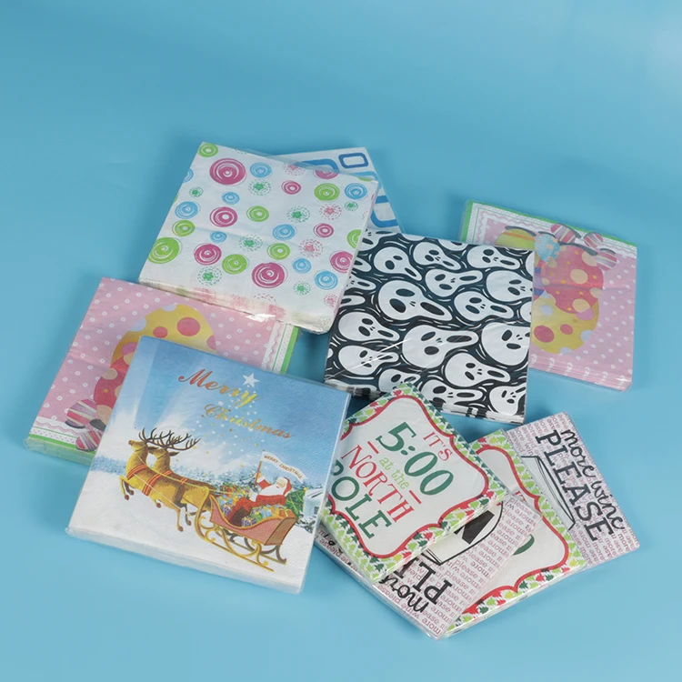 Custom cartoon printing party napkins paper christmas paper napkins