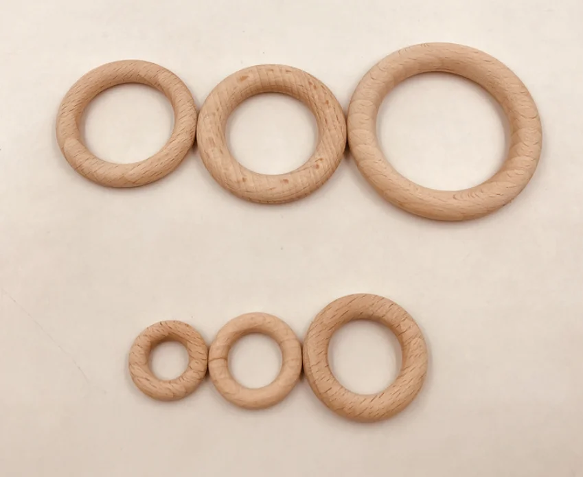 
Wholesales High Quality Beech Wooden Circle Ring Baby Teething Ring Unfinished Smooth For DIY 