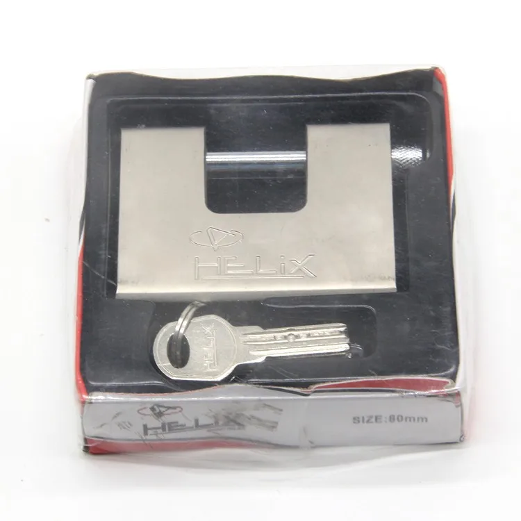 Hardened Solid Steel Chrome Plated Rectangular Padlock 74mm with Logo