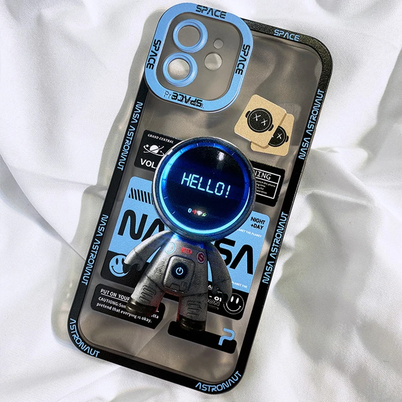 Fashion Cute Cartoons Astronaut TPU Phone Clear Case Back for iphone 13 12 11 Mini ProMax X XS XR 8 7