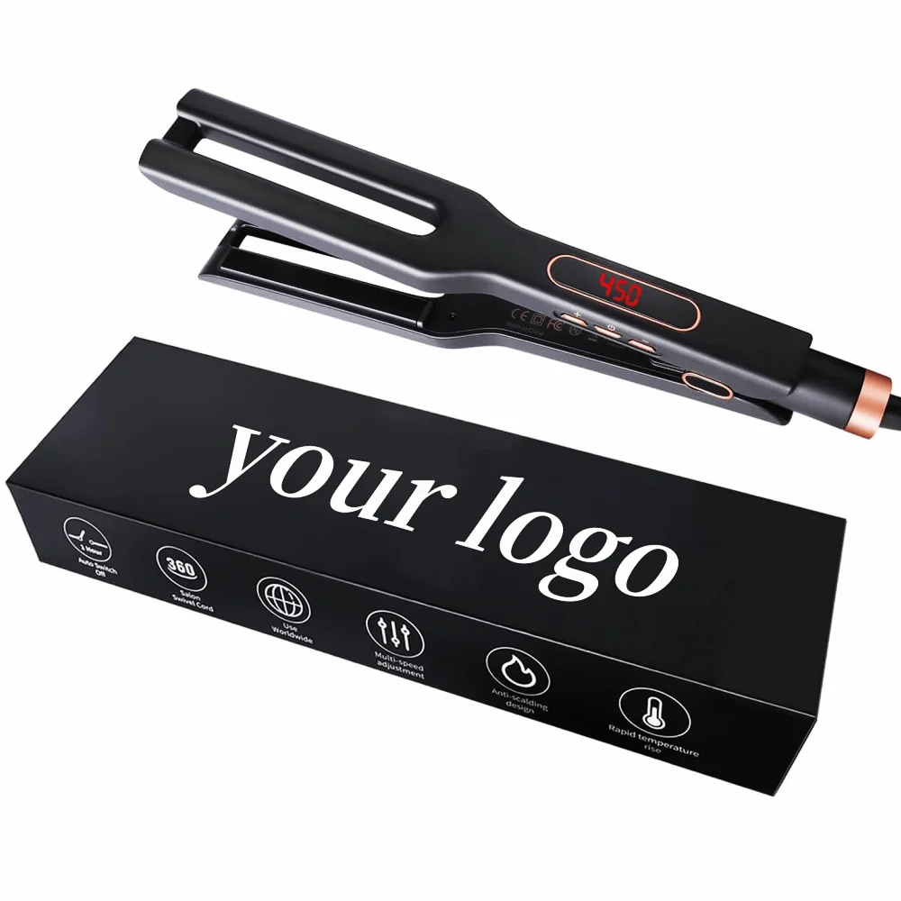 Best selling product 360 rotary tail double titanium plate hair straightener LCD display professional hair straightener