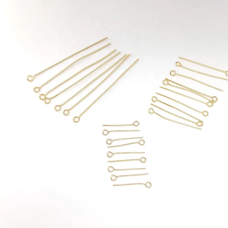 Jewelry Making Findings Eye Pins diy Bead Thread 14k Gold Stainless Steel Head Pins