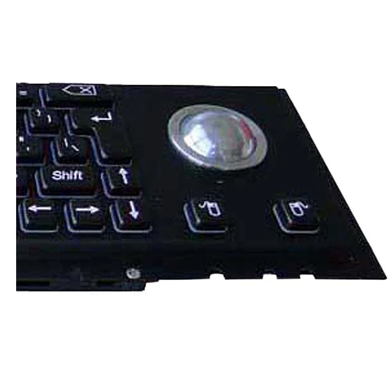 
Rugged electroplated black waterproof metal industrial PC keyboard with trackball 