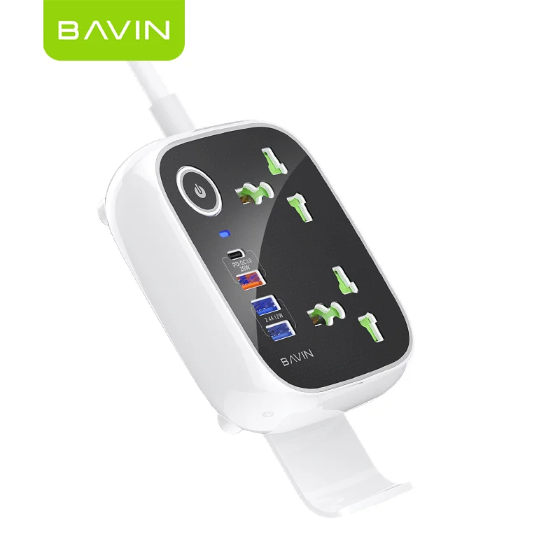 BAVIN USB PD QC3.0 Socket Fast Charging Office Home Desktop Laptop Mobile Cell Phone USB EU Plug Power Socket PC830Y