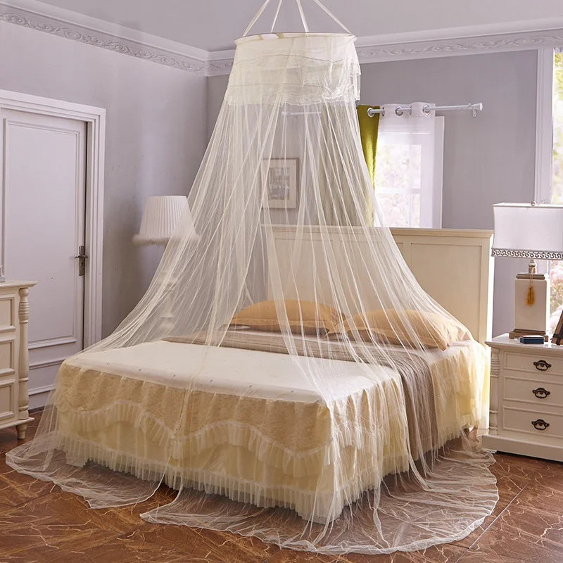 
Princess Installed Mosquito Nets Ultra-Fined-Meshed Anti-Mosquito Heightened round Ceiling Dome Mosquito Nets 