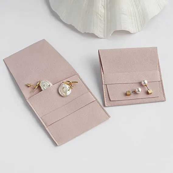 Customized Luxury Logo Pochette Bijou beige Suede Jewelry Bags Drawstring Bag Mini Accessories Pouch