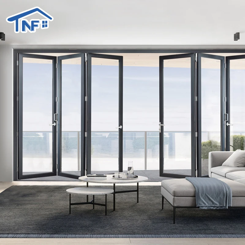 Economical frameless sliding folding glass curtain style balcony partitions doors
