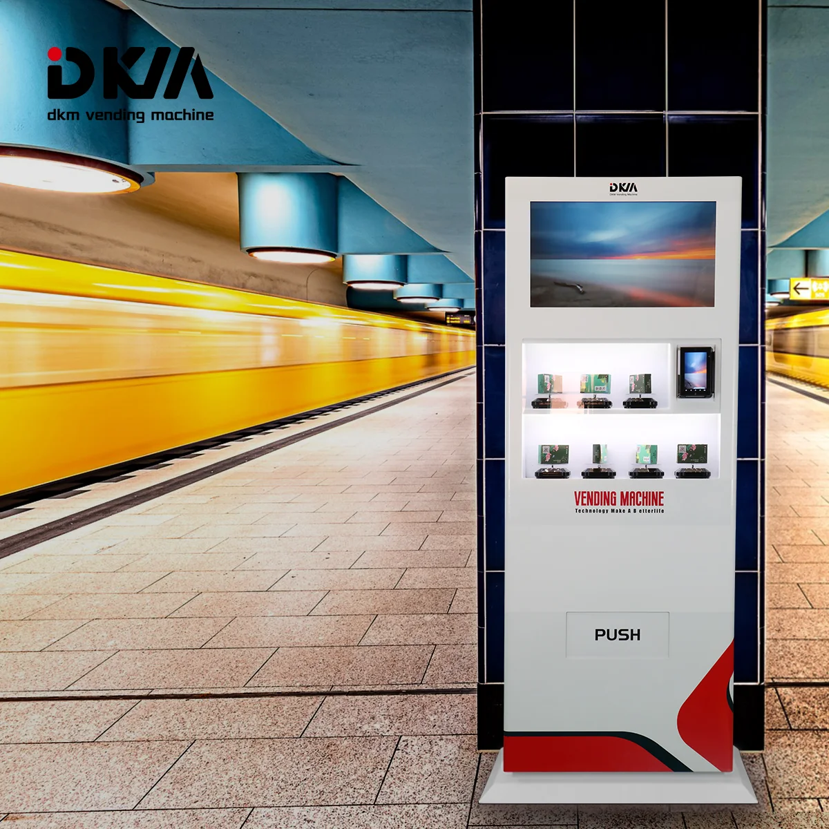 DKMVending Hot Selling Hd Lace Front Human Hair Wigs Pre Plucked Blond Kiosk Vend Nail Art Vending Machine