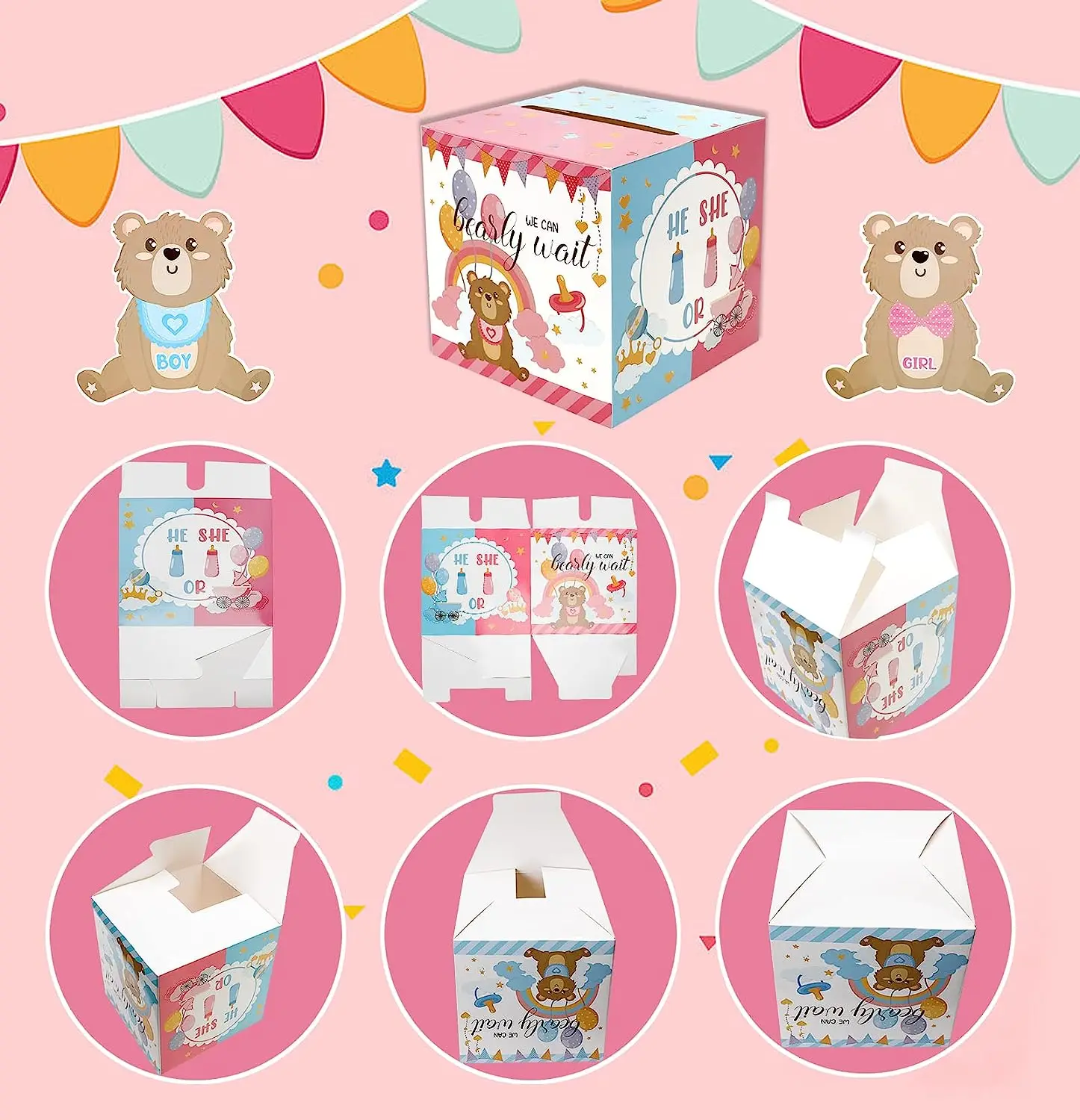 New design Baby Shower Voting Box with Ballot Cards He or She Guests Balloon for Reveal Party Supplies