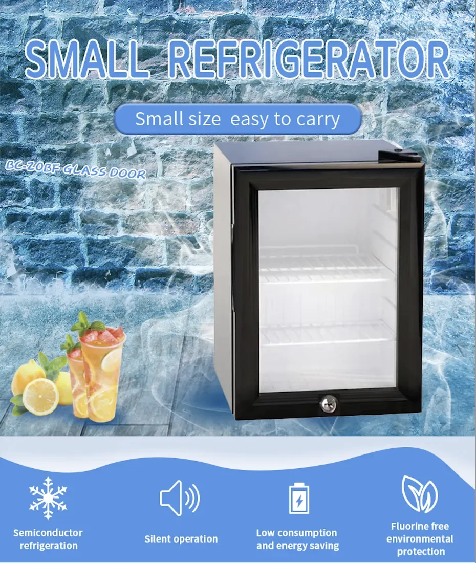 home bar 70L glass door small refrigerator compact mini fridge for shop home hotel drink cooling refrigerator