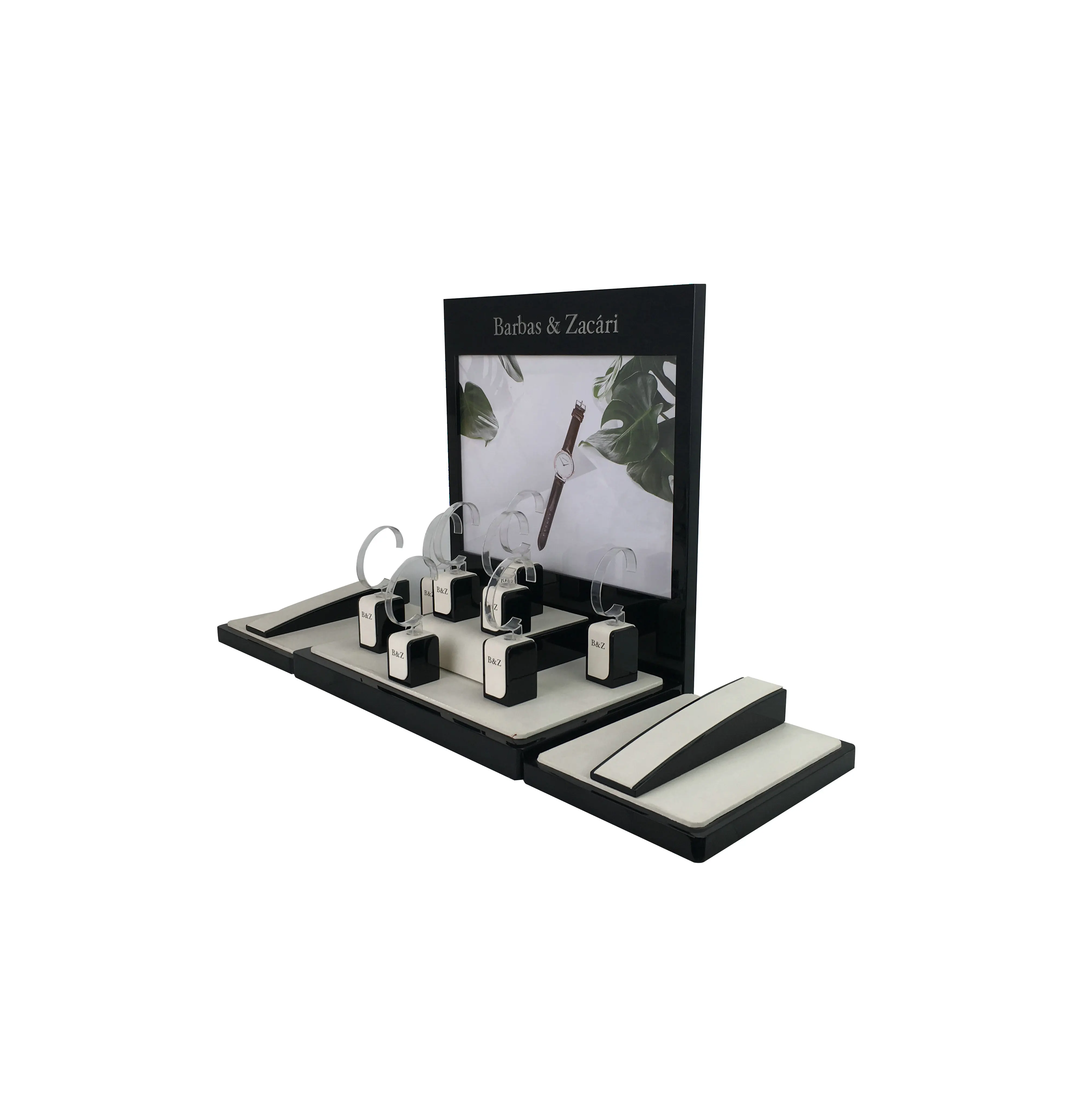 New arrival luxury watch shop display custom brand name wooden watch display cases wholesale