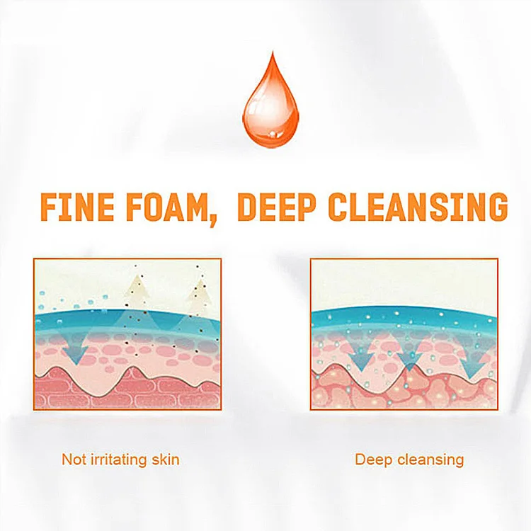 oem hot Sale Natural Organic VC Face Wash Anti Aging Whitening Deep Cleansing Vitamin C Foaming Facial Cleanser