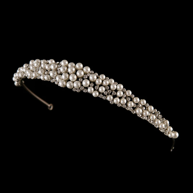 LUOXIN High quality rhinestone bridal tiara wedding pearl hair crown for bride