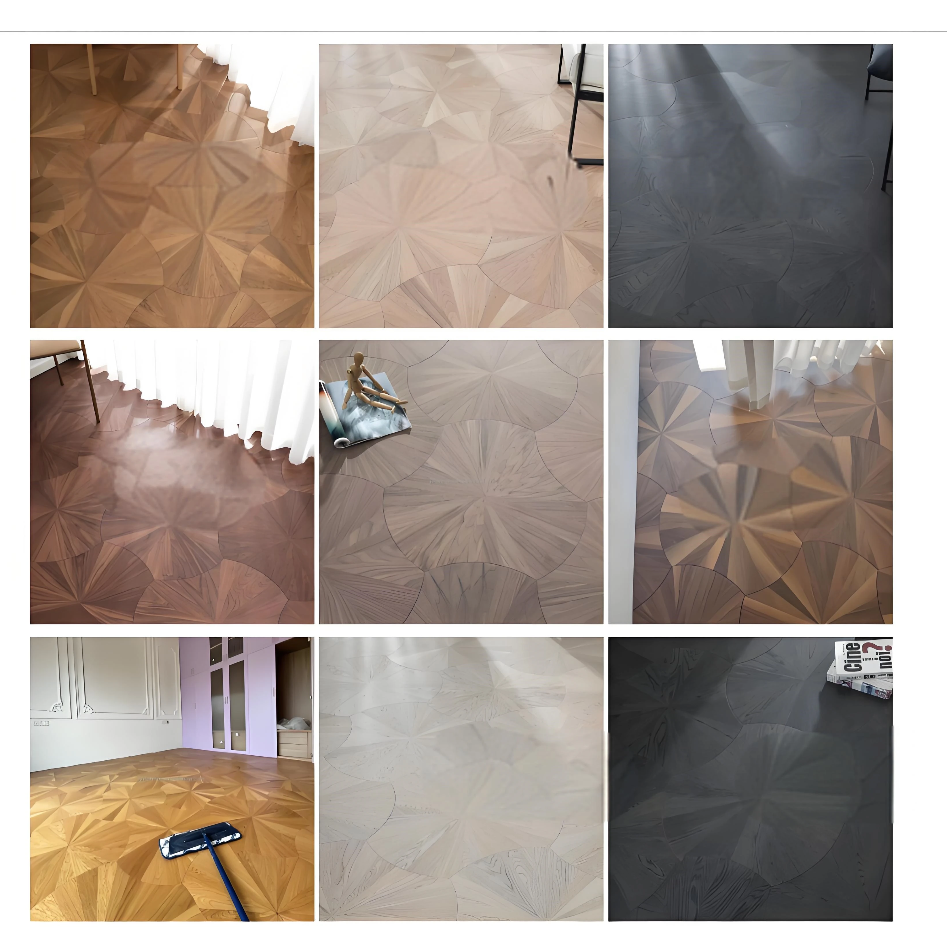 Black Walnut Square Art Mosaic Composite Wood Flooring Solid for Living Room Bedroom Underfloor Heating