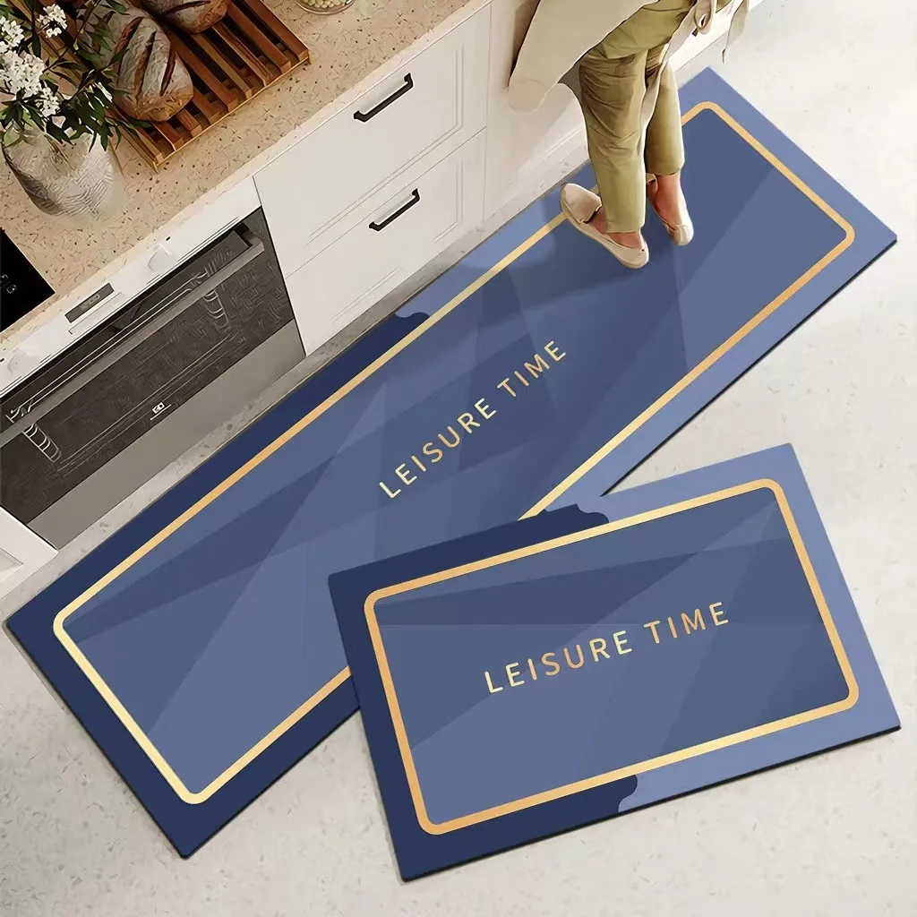 Non Slip Heat Resistant Anti Fatigue Custom Printed Oil Proof PVC Printing Plastic Floor Area Rugs Set Washable Kitchen Mat