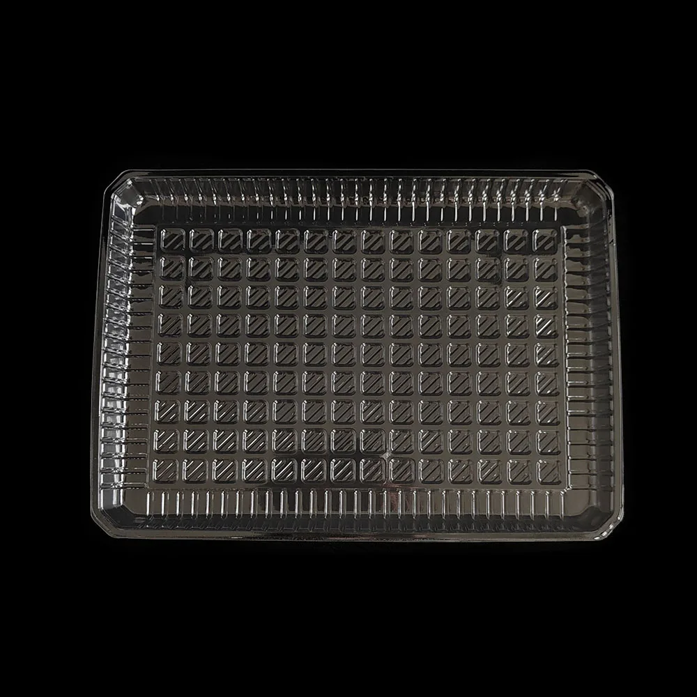 Rectangular Disposable Plastic Food Container Blister Mushroom Packaging Square Pattern Pet Packing tray